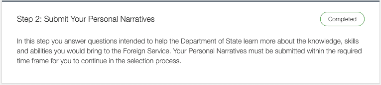 instructions for submitting the foreign service personal narratives